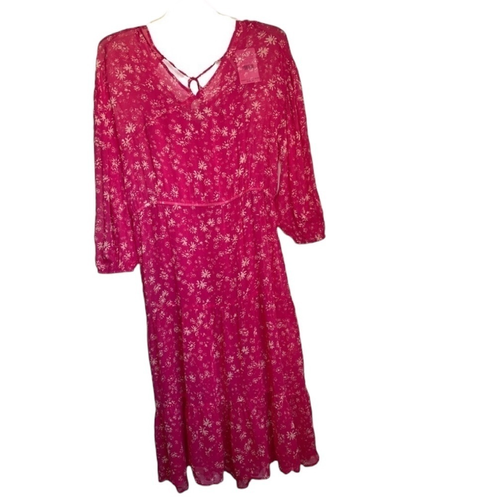 NWT- Free People Raspberry Combo Boho Midi Dress. Size XS - Picture 3 of 8